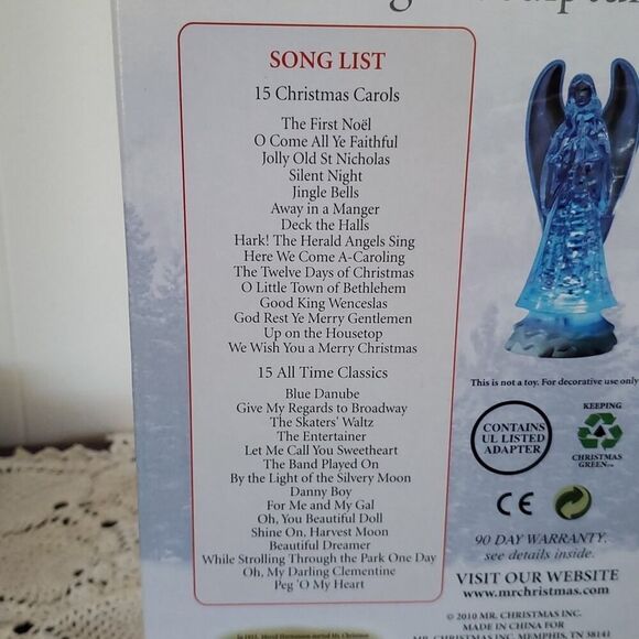 Mr Christmas Angel Glitter Light Sculpture Changes Colors Plays 30 Songs! - Picture 10 of 11